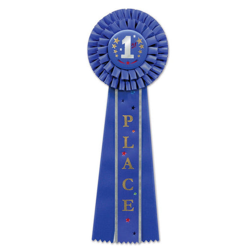 "1st" Place Deluxe Rosette – 4½" x 13½" by Beistle for Sports Deluxe Rosettes