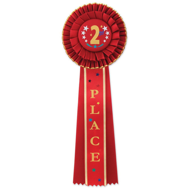 "2nd" Place Deluxe Rosette – 4½" x 13½" by Beistle for Sports Deluxe Rosettes