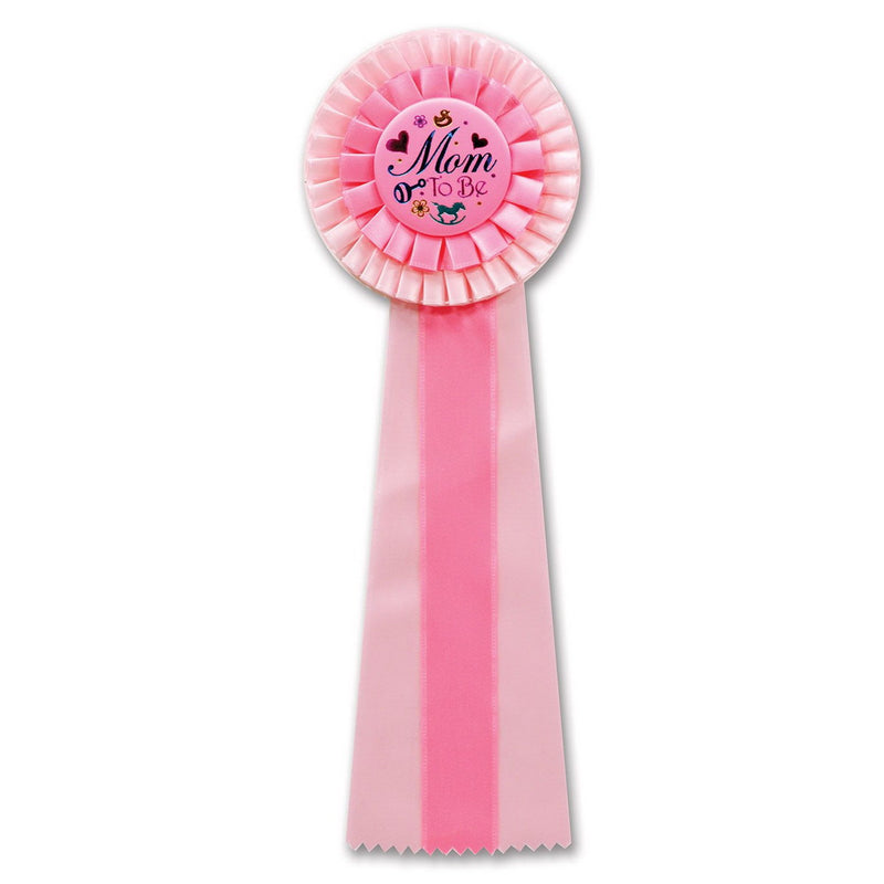 Pink Mom To Be Deluxe Rosette – 4½" x 13½" by Beistle for Baby Shower Deluxe Rosettes