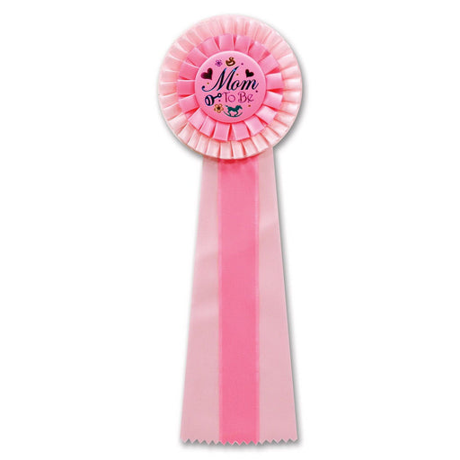 Pink Mom To Be Deluxe Rosette – 4½" x 13½" by Beistle for Baby Shower Deluxe Rosettes