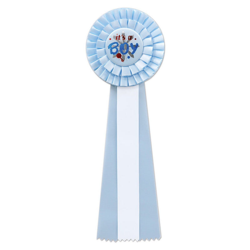 It's A Boy Deluxe Rosette – 4½" x 13½" by Beistle for Baby Shower Deluxe Rosettes