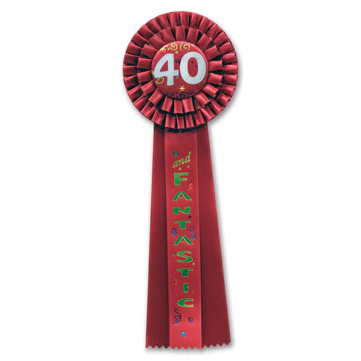 40 & Fantastic Deluxe Rosette – 4½" x 13½" by Beistle for Age-specific birthday Deluxe Rosettes