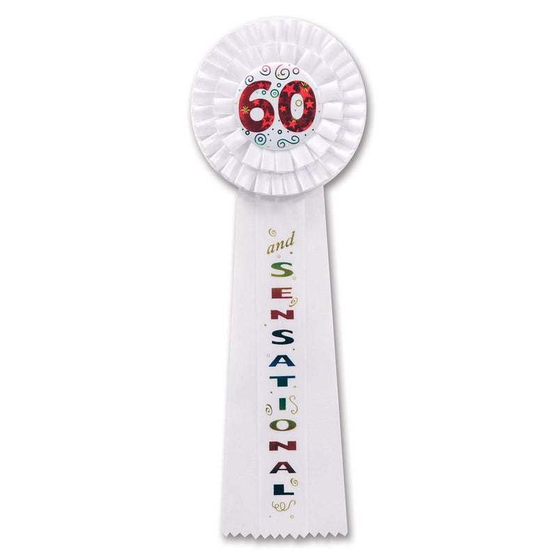 60 & Sensational Deluxe Rosette – 4½" x 13½" by Beistle for Age-specific birthday Deluxe Rosettes