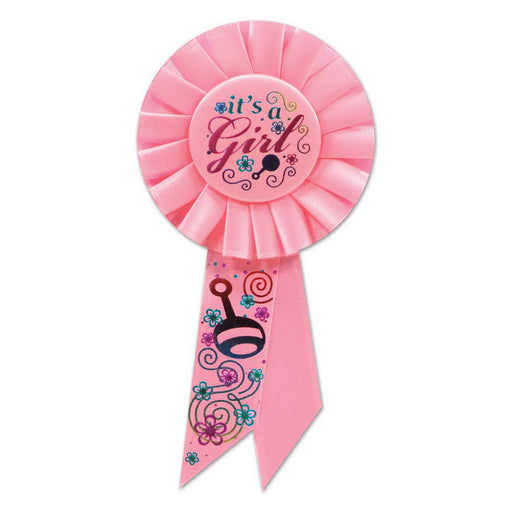It's A Girl Rosette – 3¼" x 6½" by Beistle for Baby Shower Rosettes