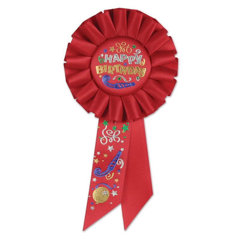 Happy Birthday Rosette – 3¼" x 6½" by Beistle Rosettes