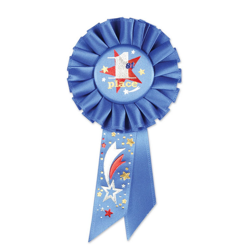 "1st" Place Rosette – 3¼" x 6½" by Beistle for Sports Rosettes