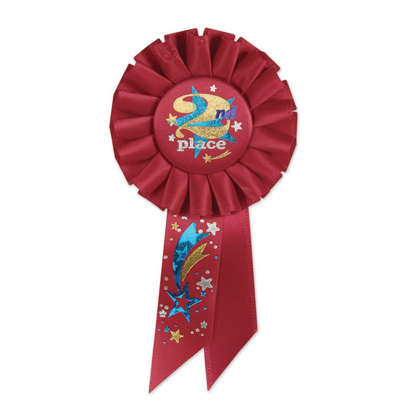 "2nd" Place Rosette – 3¼" x 6½" by Beistle for Sports Rosettes