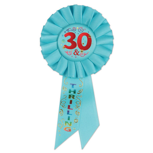 30 & Thrilling Rosette – 3¼" x 6½" by Beistle for Age-specific birthday Rosettes