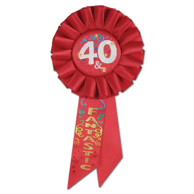 40 & Fantastic Rosette – 3¼" x 6½" by Beistle for Age-specific birthday Rosettes