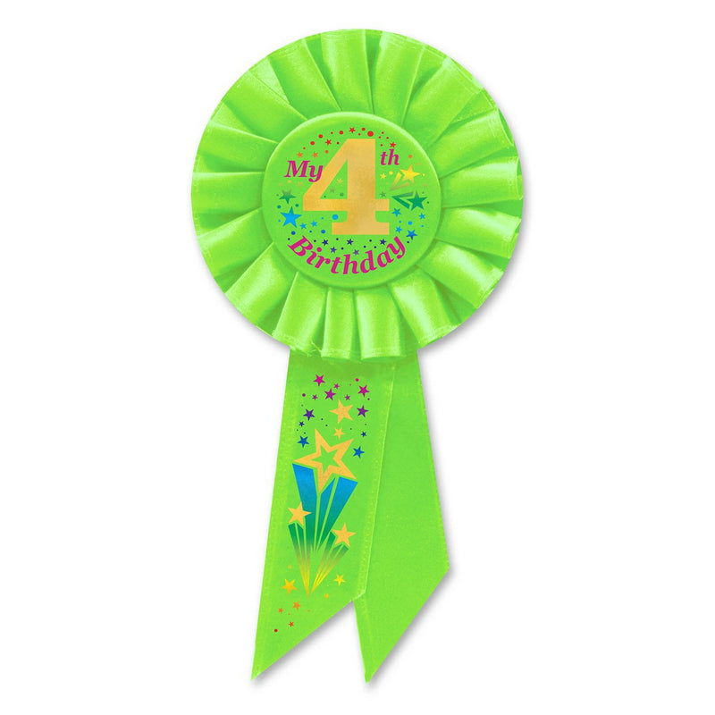 My "4th" Birthday Rosette – 3¼" x 6½" by Beistle for Age-specific birthday Rosettes