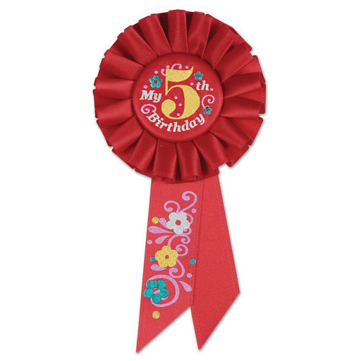 My "5th" Birthday Rosette – 3¼" x 6½" by Beistle for Age-specific birthday Rosettes