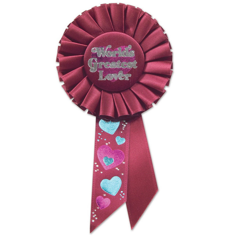 World's Greatest Lover Rosette – 3¼" x 6½" by Beistle for Valentines Rosettes