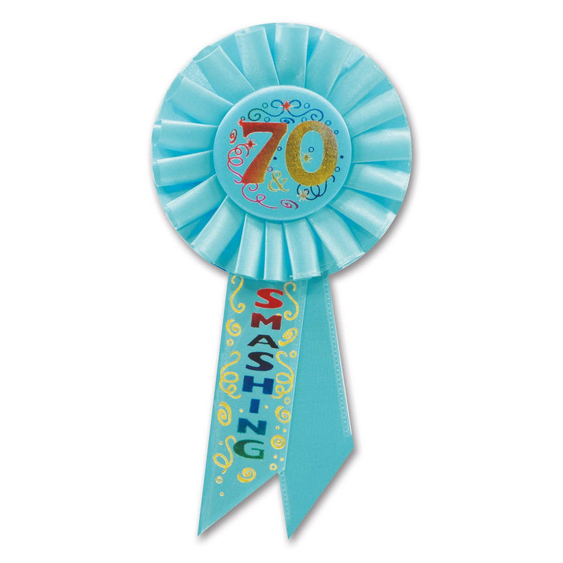 70 & Smashing Rosette – 3¼" x 6½" by Beistle for Age-specific birthday Rosettes