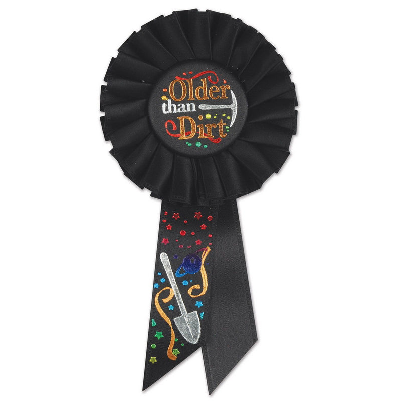 Older Than Dirt Rosette – 3¼" x 6½" by Beistle for Over-The-Hill Rosettes