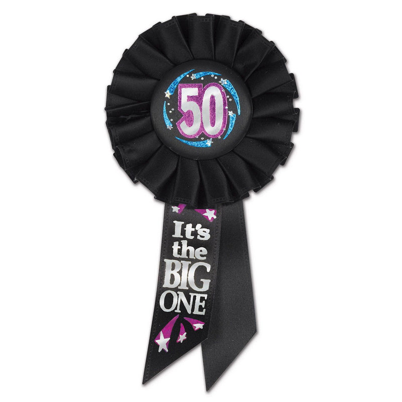 50 It's The Big One Rosette – 3¼" x 6½" by Beistle for Over-The-Hill Rosettes