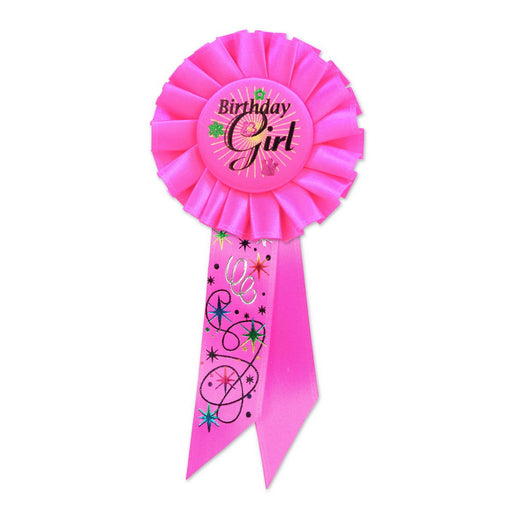 Birthday Girl Rosette – 3¼" x 6½" by Beistle Rosettes