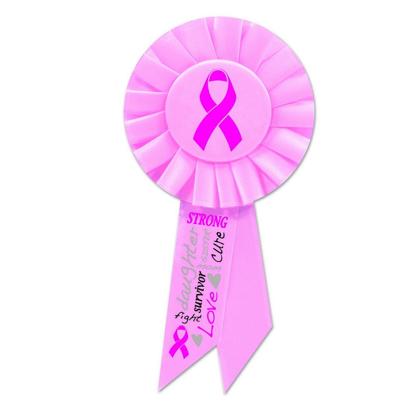 Pink Ribbon Rosette – 3¼" x 6½" by Beistle Rosettes