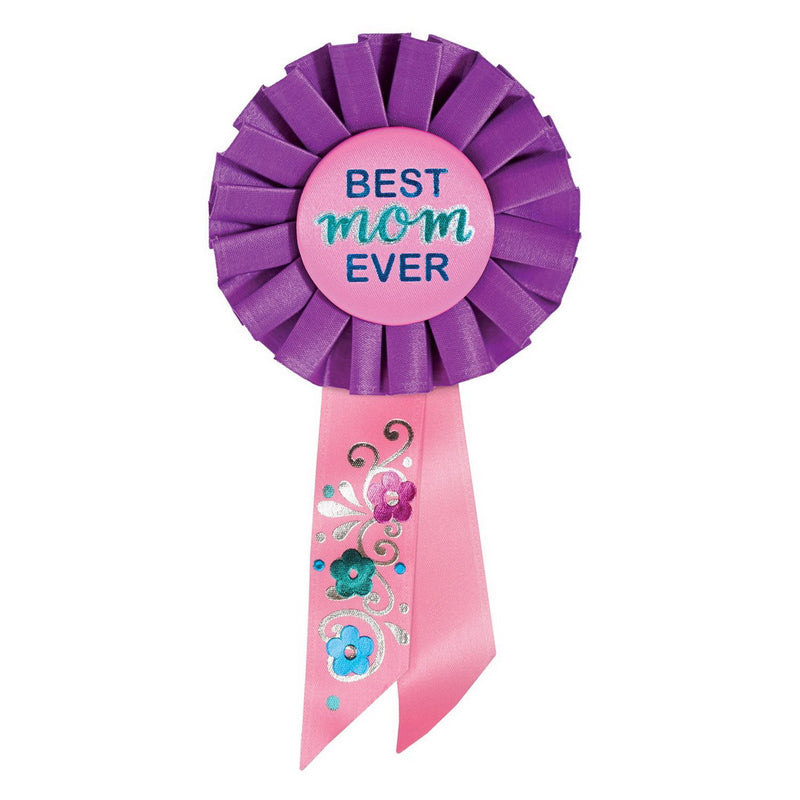 Best Mom Ever Rosette – 3¼" x 6½" by Beistle for Mothers and Fathers Day Rosettes
