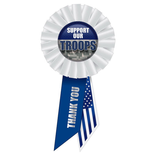 Support Our Troops Rosette – 3¼" x 6½" by Beistle for Patriotic Rosettes