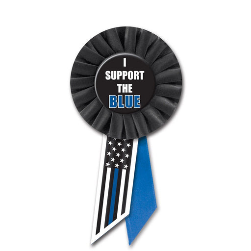 I Support The Blue Rosette – 3¼" x 6½" by Beistle for Patriotic Rosettes