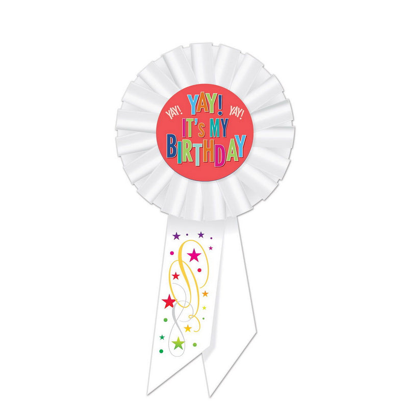 Yay! It's My Birthday Rosette – 3¼" x 6½" by Beistle Rosettes