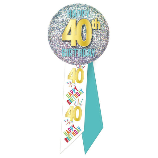 40th Birthday Rosette – 2" x 5½" by Beistle for Age-specific birthday Rosettes