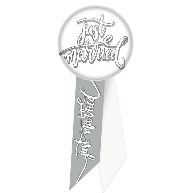 Just Married Rosette – 2" x 5½" by Beistle for Wedding Rosettes