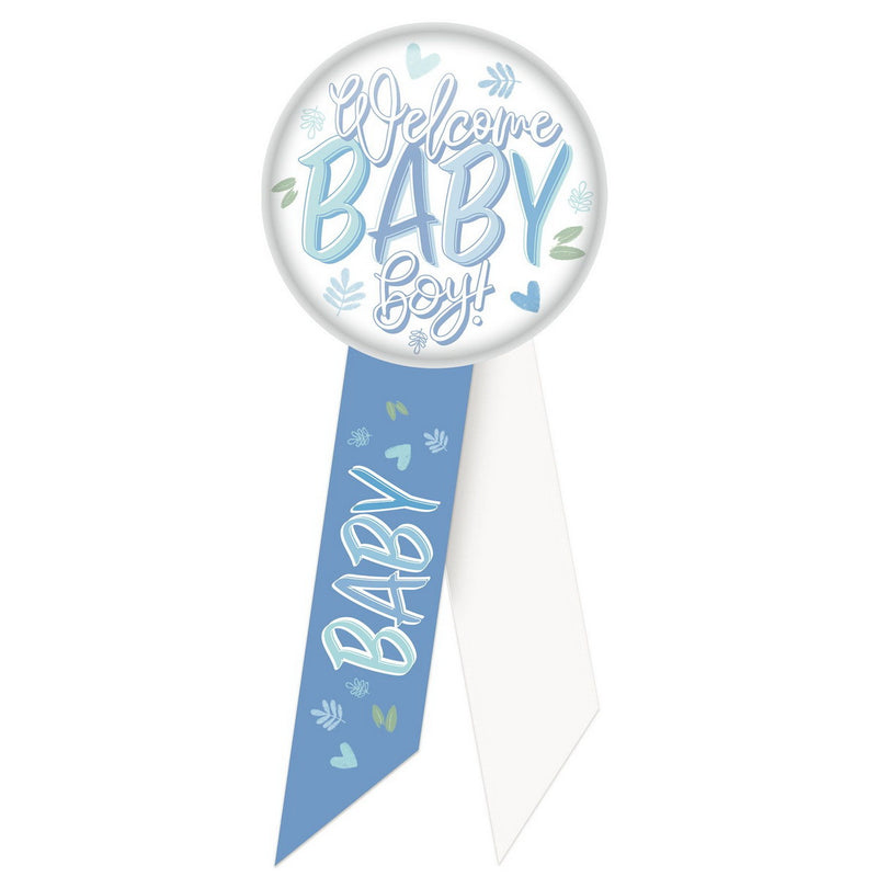 Welcome Baby Boy! Rosette – 2" x 5½" by Beistle for Baby Shower Rosettes