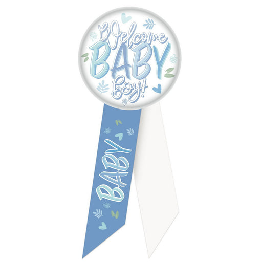 Welcome Baby Boy! Rosette – 2" x 5½" by Beistle for Baby Shower Rosettes