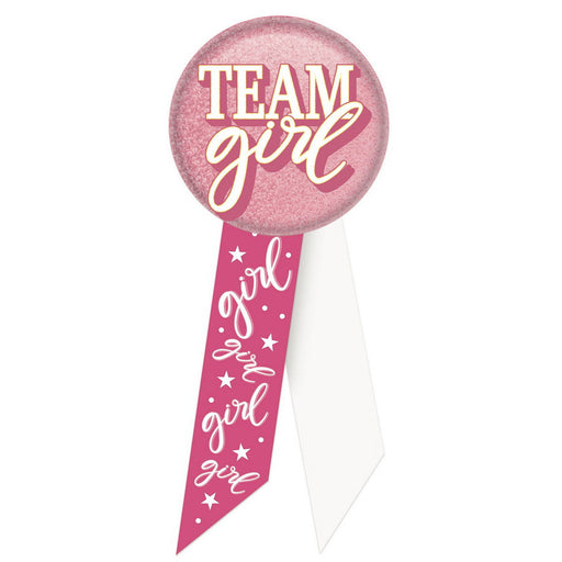 Team Girl Rosette – 2" x 5½" by Beistle for Baby Shower Rosettes