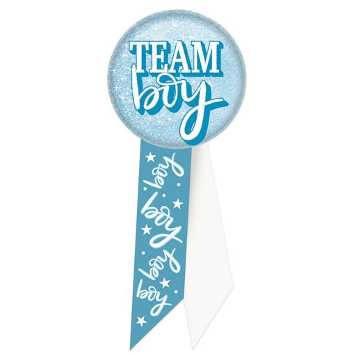 Team Boy Rosette – 2" x 5½" by Beistle for Baby Shower Rosettes
