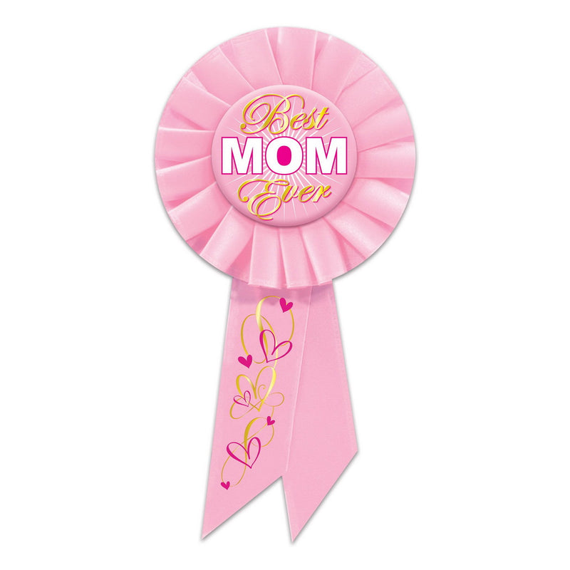 Best Mom Ever Rosette – 3¼" x 6½" by Beistle for Mothers and Fathers Day Rosettes