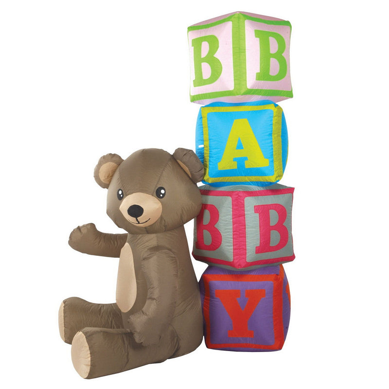 Jumbo Bear & Blocks Inflatable – 6' x 4' 2" – (1/Box) by Beistle for Baby Shower Inflatables