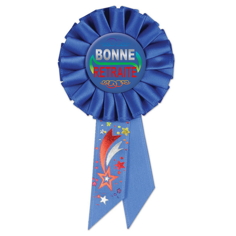 Bonne Retraite (Happy Retirement)Rosette – 3¼" x 6½" by Beistle Rosettes