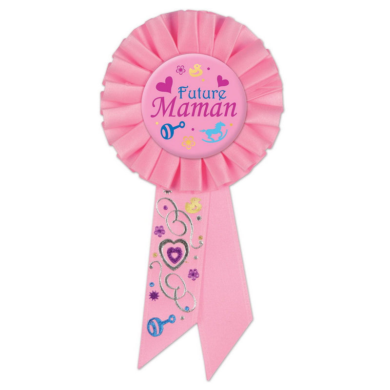 Future Maman (Mom To Be) Rosette – 3¼" x 6½" by Beistle for Baby Shower Rosettes