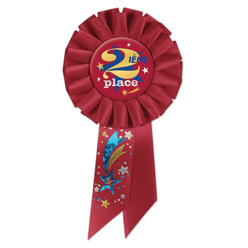 2ieme Place (2nd Place) Rosette – 3¼" x 6½" by Beistle for Sports Rosettes