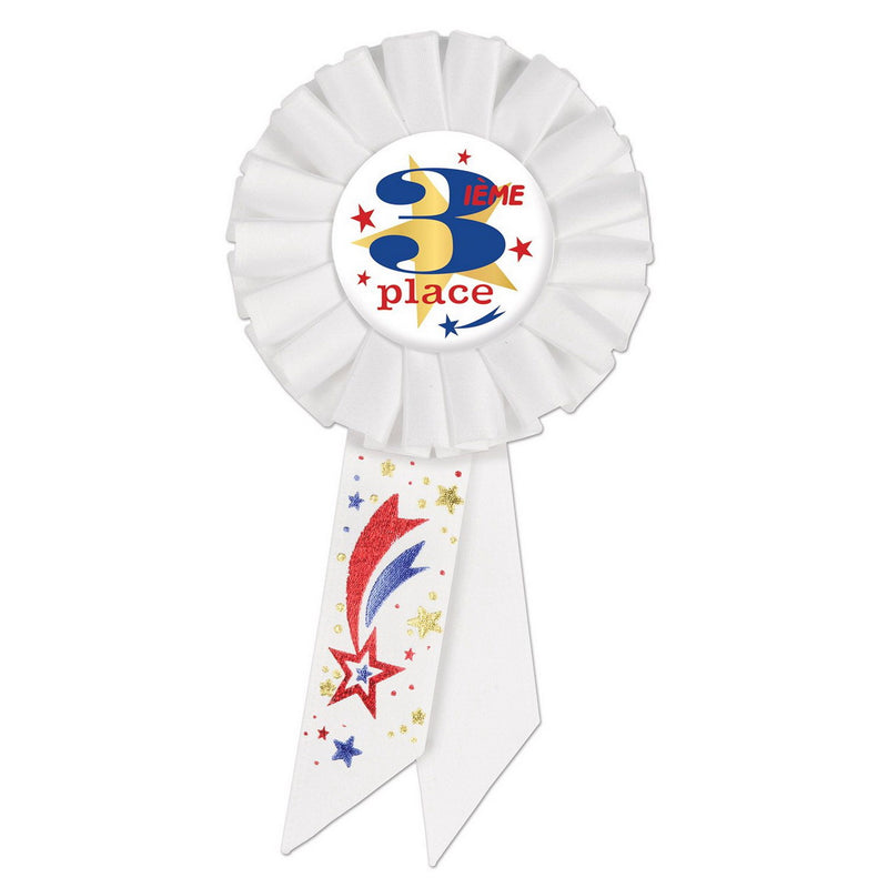 3ieme Place (3rd Place) Rosette – 3¼" x 6½" by Beistle for Sports Rosettes