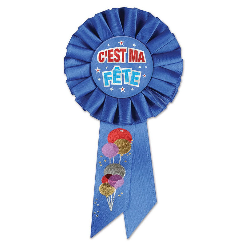 C'est Ma Fete (Birthday Boy) Rosette – 3¼" x 6½" by Beistle Rosettes