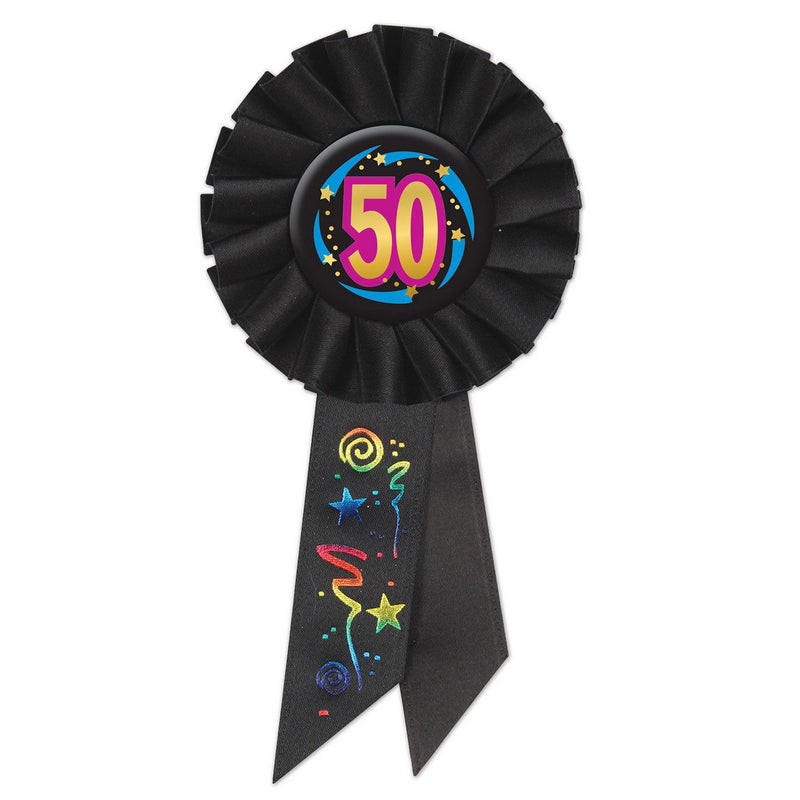 50 Rosette – 3¼" x 6½" by Beistle for Over-The-Hill Rosettes