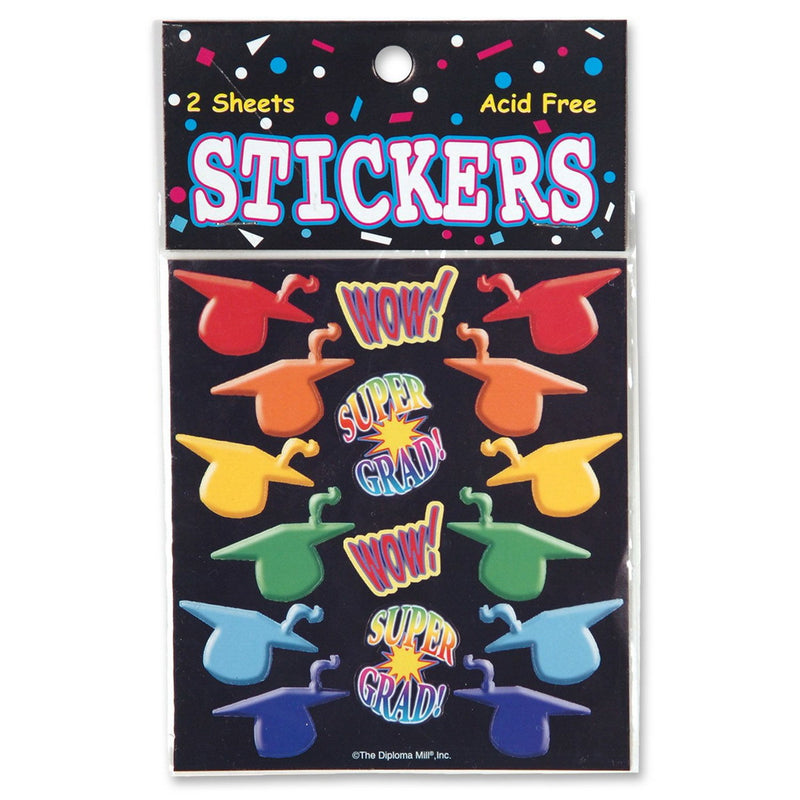 Super Grad Graduation Stickers – 4" x 4½:" – (2 Shs/Pkg) by Beistle Diploma Mill Stickers