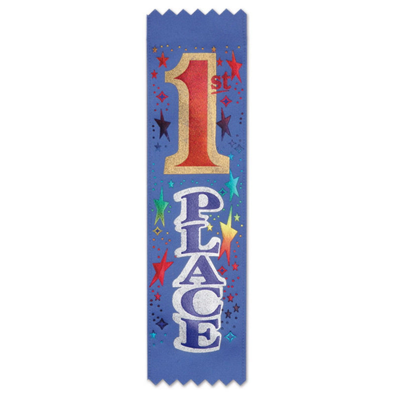 "1st" Place Value Pack Ribbons – 1½" x 6¼" – (10/Pkg) by Beistle for Sports Value Packs