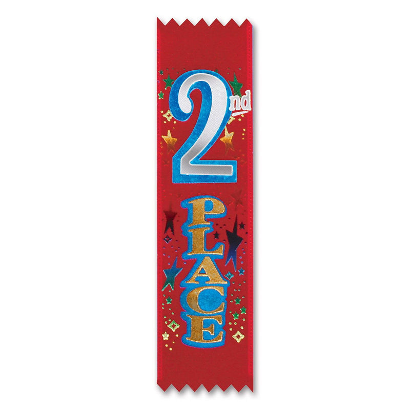 "2nd" Place Value Pack Ribbons – 1½" x 6¼" – (10/Pkg) by Beistle for Sports Value Packs