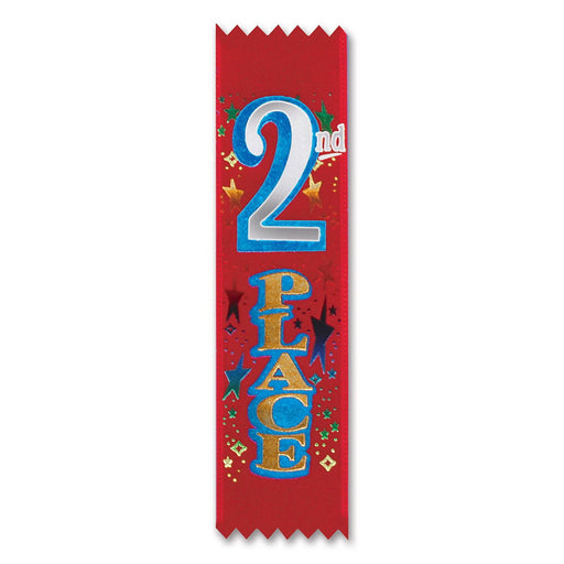 "2nd" Place Value Pack Ribbons – 1½" x 6¼" – (10/Pkg) by Beistle for Sports Value Packs