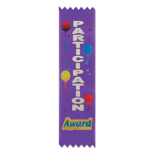 Participation Award Value Pack Ribbons – 1½" x 6¼" – (10/Pkg) by Beistle for Sports Value Packs