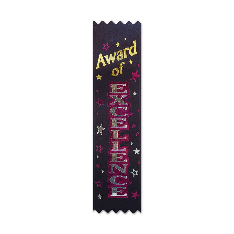 Award Of Excellence Value Pack Ribbons – 1½" x 6¼" – (10/Pkg) by Beistle for Educational Value Packs