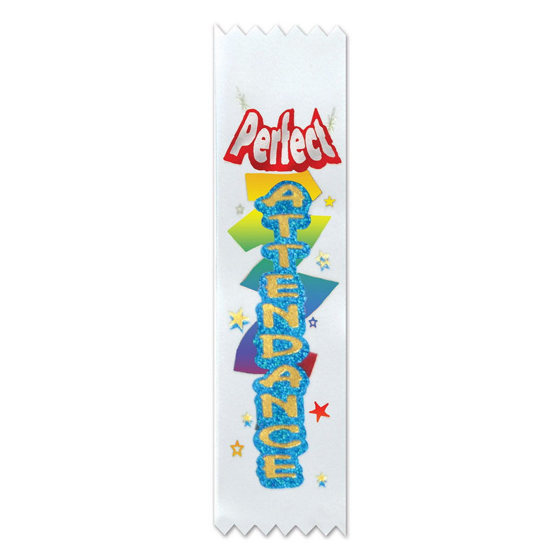 Perfect Attendance Value Pack Ribbons – 1½" x 6¼" – (10/Pkg) by Beistle for Educational Value Packs