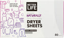 BETTER LIFE: Naturally Static Stomping Unscented Dryer Sheets, 80 pc - No Brand For Less 
