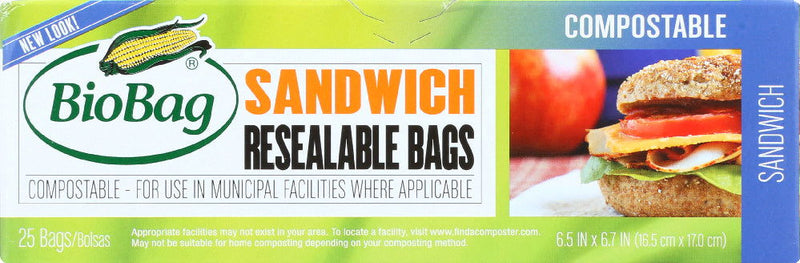 BIOBAG: Resealable Sandwich Bags, 25 bg - No Brand For Less
