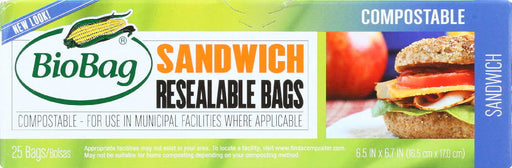 BIOBAG: Resealable Sandwich Bags, 25 bg - No Brand For Less