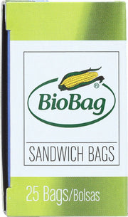 BIOBAG: Resealable Sandwich Bags, 25 bg - No Brand For Less